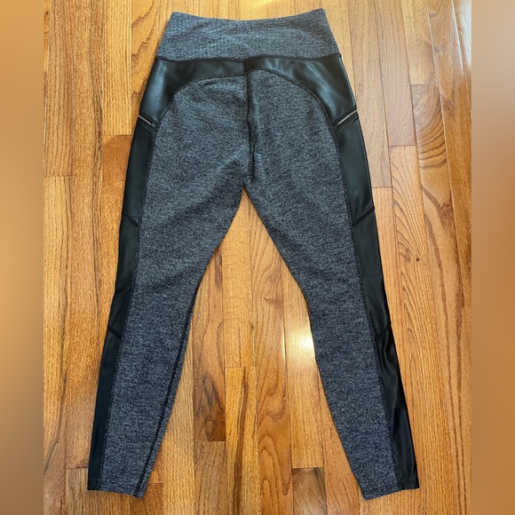 Athleta Herringbone Patterned Leggings with Faux Leather Trim - Picture 7 of 11